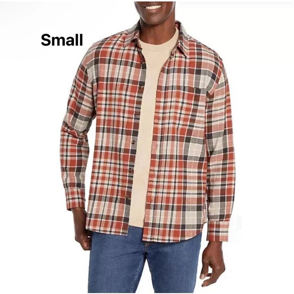 Eddie Bauer Men's 100% Cotton Easy Care Warm Brushed Twill Flannel Shirt SMALL